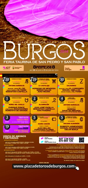 Bullfighting poster Burgos 2014