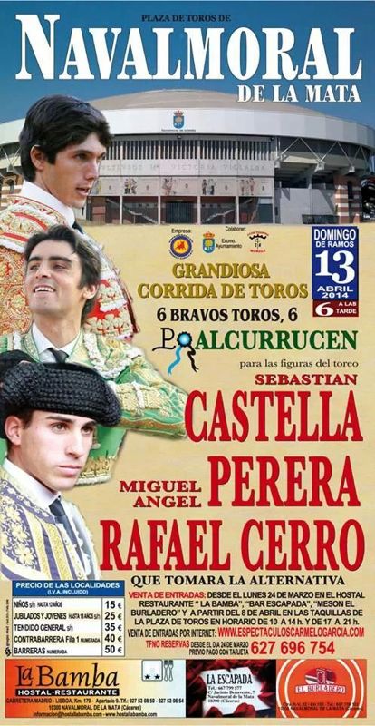Bullfighting poster Navalmoral de la Mata 2014