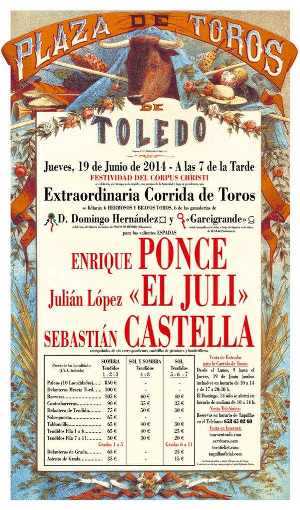 Bullfighting poster Toledo 2014