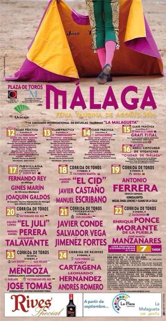 Bullfighting poster Málaga 2014